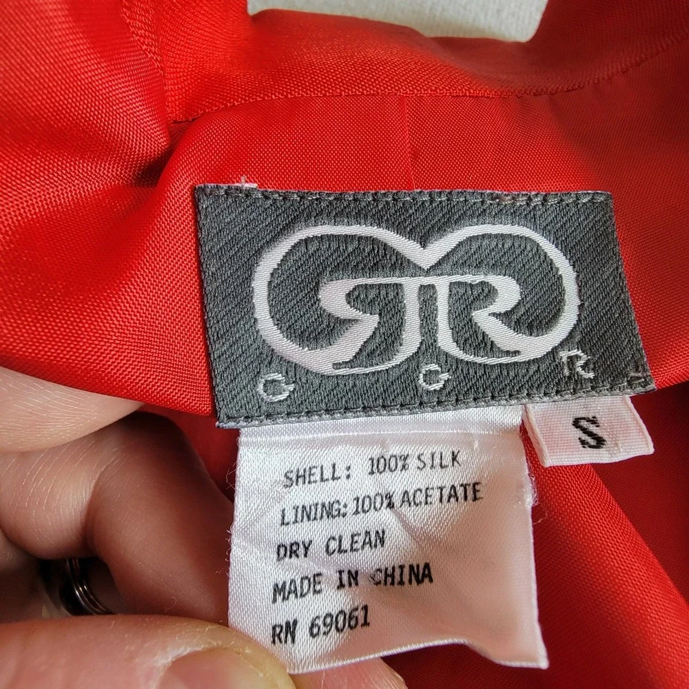 G.G.R. Silk Blazer Red Women S Vintage 80s 90s Power Suit Corporate Casual Retro